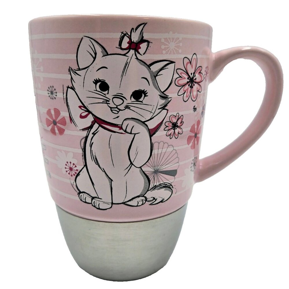The Aristocats Marie Disney Coffee Mug Pink All Over Cat Print Metal Base Rim Re